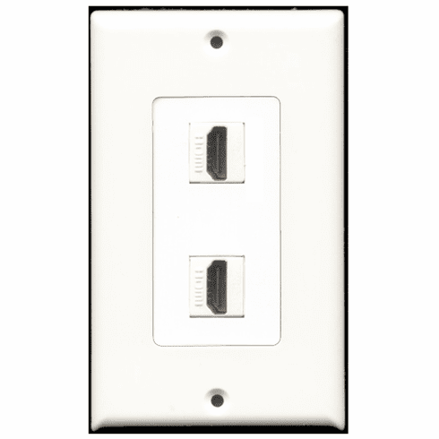 2 Port HDMI Wall Plate - Decora White