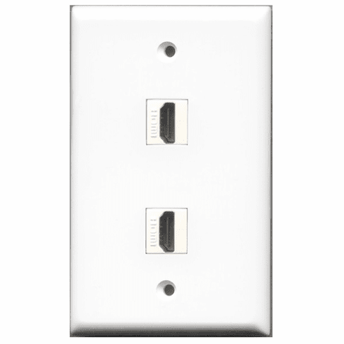 2 Port HDMI Wall Plate - Flat White