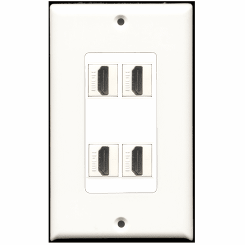 4 Port HDMI Wall Plate - Decora White