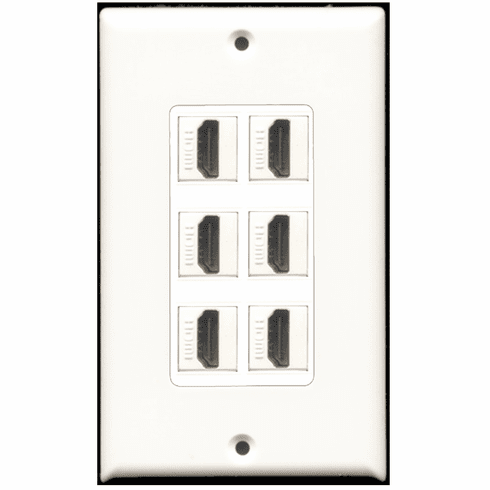 6 Port HDMI Wall Plate - Decora White