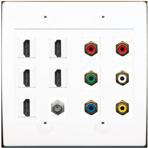 RiteAV 1 Coax Component Composite 5 Hdmi Stereo TV Wall Plate White