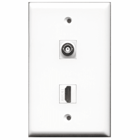 RiteAV - 1 Port HDMI - 1 Port BNC  Wall Plate White