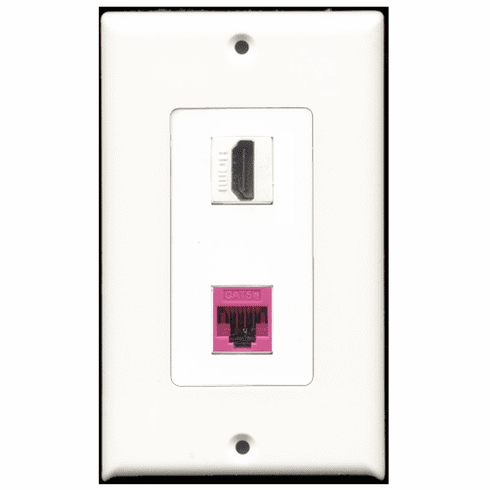 RiteAV - 1 Port HDMI - 1 Port Cat5e Ethernet Pink  Wall Plate Decora White