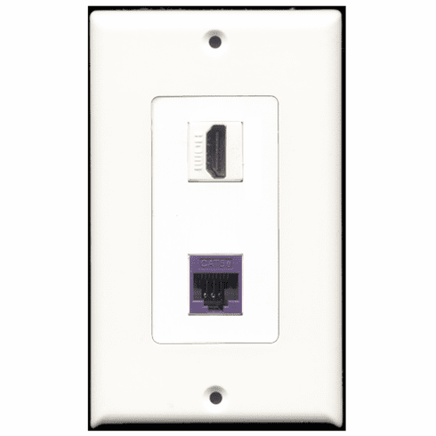 RiteAV - 1 Port HDMI - 1 Port Cat5e Ethernet Purple  Wall Plate Decora White