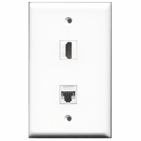 RiteAV - 1 Port HDMI - 1 Port Cat5e Ethernet White  Wall Plate White