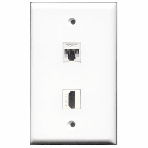 RiteAV - 1 Port HDMI - 1 Port Cat5e Ethernet White  Wall Plate White