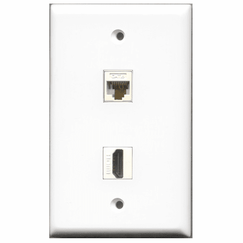 RiteAV - 1 Port HDMI - 1 Port Cat6 Ethernet White  Wall Plate White