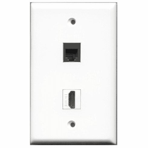 RiteAV - 1 Port HDMI - 1 Port Phone RJ11 RJ12 Black  Wall Plate White