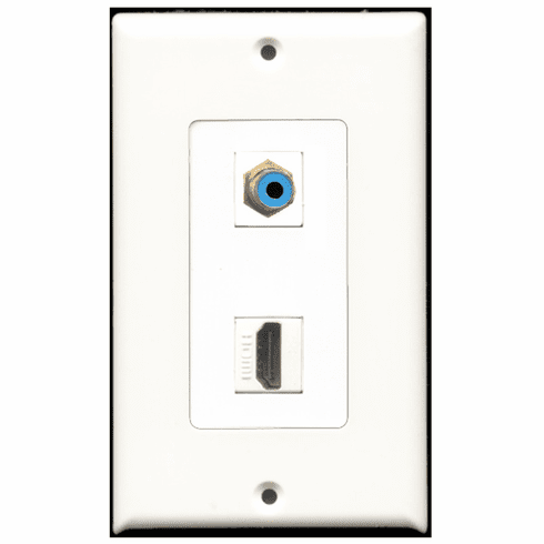 RiteAV - 1 Port HDMI - 1 Port RCA Blue  Wall Plate Decora White