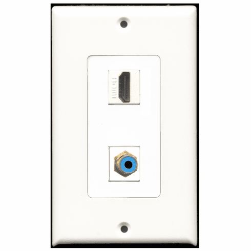 RiteAV - 1 Port HDMI 1 Port RCA Blue  Wall Plate Decora White