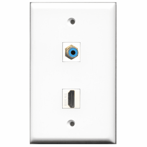 RiteAV - 1 Port HDMI - 1 Port RCA Blue  Wall Plate White