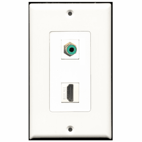 RiteAV - 1 Port HDMI - 1 Port RCA Green  Wall Plate Decora White