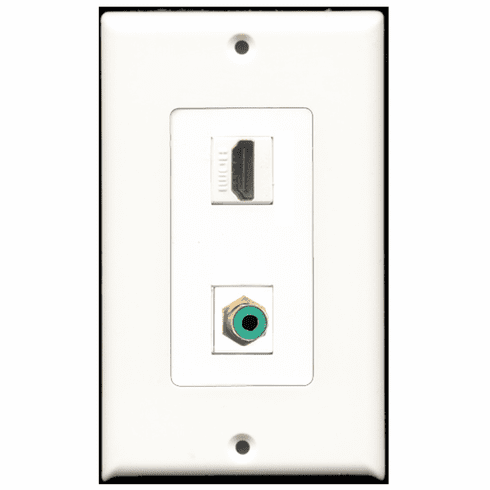 RiteAV - 1 Port HDMI 1 Port RCA Green  Wall Plate Decora White