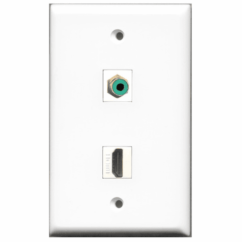 RiteAV - 1 Port HDMI - 1 Port RCA Green  Wall Plate White