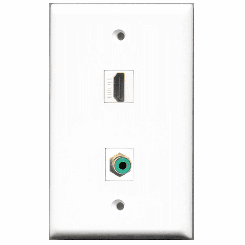 RiteAV - 1 Port HDMI 1 Port RCA Green  Wall Plate White