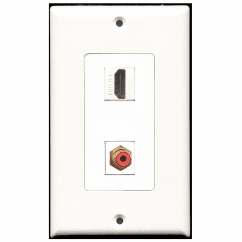 RiteAV - 1 Port HDMI - 1 Port RCA Red  Wall Plate Decora White