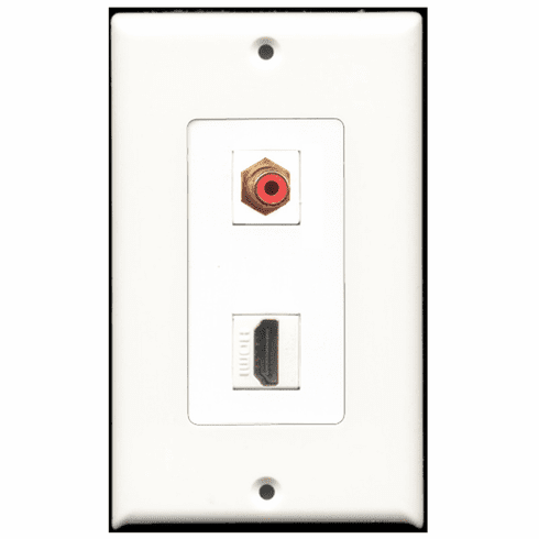 RiteAV - 1 Port HDMI - 1 Port RCA Red  Wall Plate Decora White