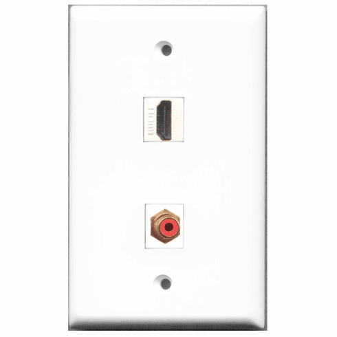 RiteAV - 1 Port HDMI - 1 Port RCA Red  Wall Plate White