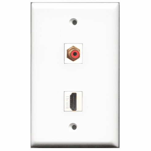 RiteAV - 1 Port HDMI - 1 Port RCA Red  Wall Plate White