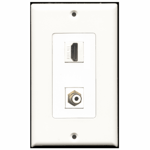 RiteAV - 1 Port HDMI 1 Port RCA White  Wall Plate Decora White