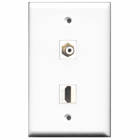 RiteAV - 1 Port HDMI - 1 Port RCA White  Wall Plate White