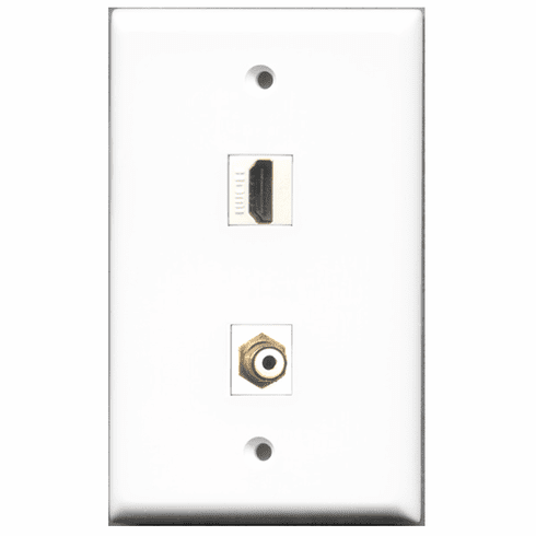 RiteAV - 1 Port HDMI 1 Port RCA White  Wall Plate White