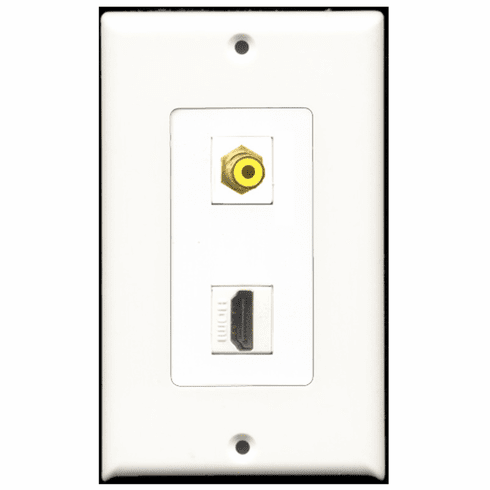 RiteAV - 1 Port HDMI - 1 Port RCA Yellow  Wall Plate Decora White