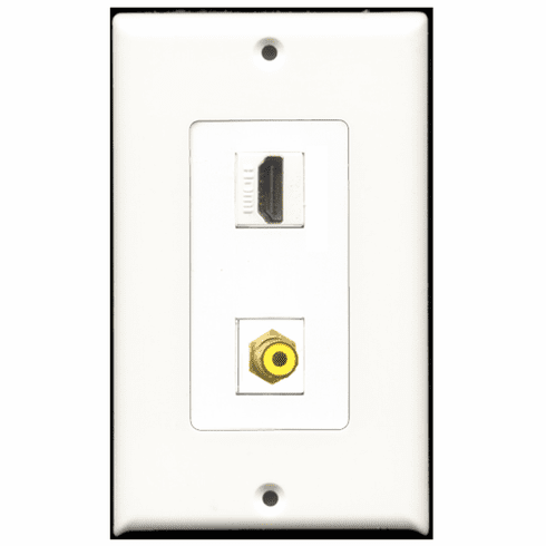 RiteAV - 1 Port HDMI - 1 Port RCA Yellow  Wall Plate Decora White