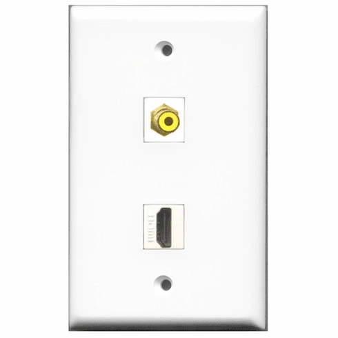 RiteAV - 1 Port HDMI - 1 Port RCA Yellow  Wall Plate White