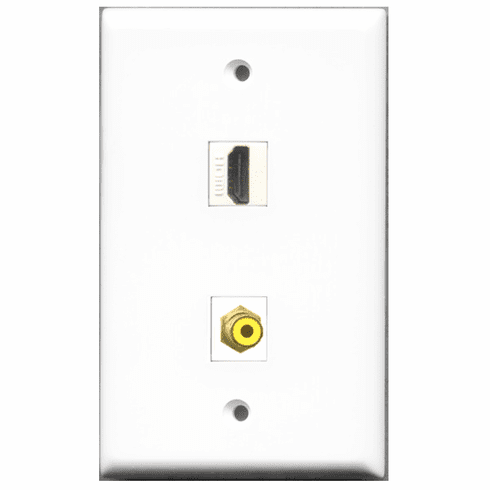 RiteAV - 1 Port HDMI - 1 Port RCA Yellow  Wall Plate White