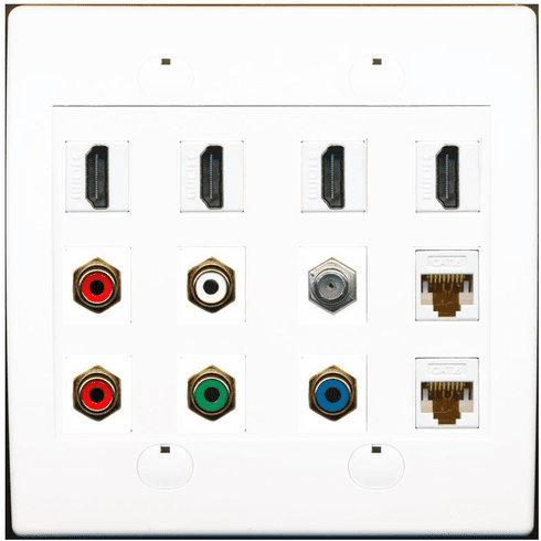 RiteAV 4 Hdmi 2 Cat6 1 Coax 5 Rca Component Stereo Wall Plate White