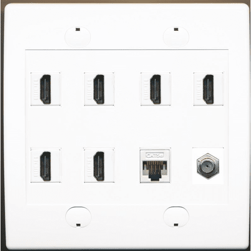 RiteAV 6 Hdmi 1 Cat5e 1 Coax Wall Plate White