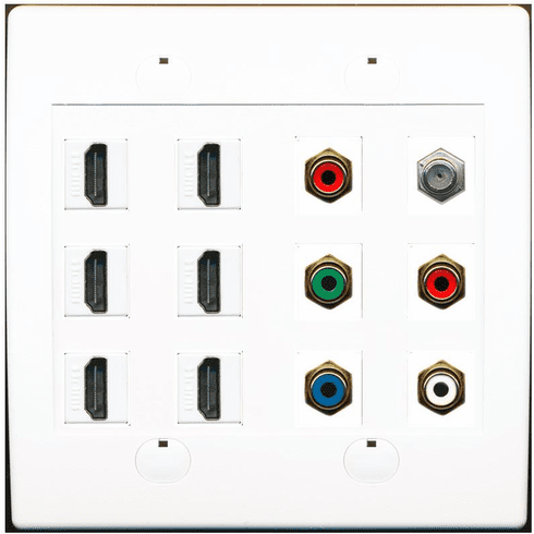 RiteAV Coax 5 Rca Component Stereo -Red Green Blue White 6 Hdmi Wall Plate