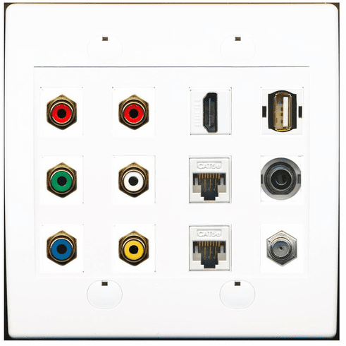 RiteAV Component Composite HDMI 2 Ethernet and 1 x USB 3.5mm Coax Wall Plate