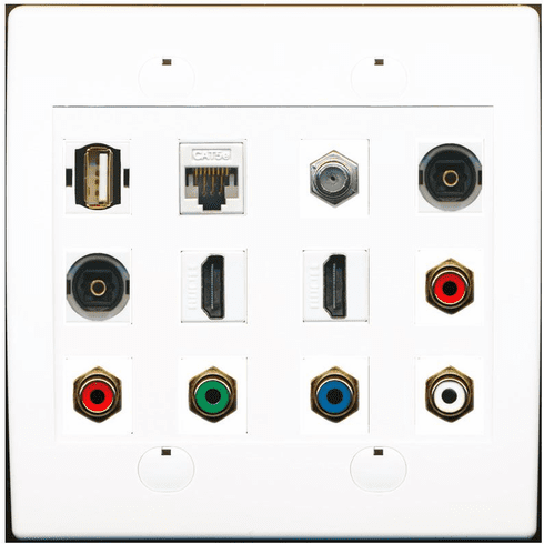 RiteAV USB-A CAT5E COAX 2 TOSLINK 2 HDMI 5RCA RGB Component Stereo Wall Plate