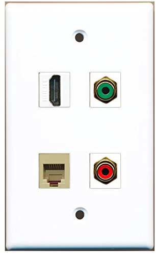 RiteAV - 1 Port HDMI 1 Port RCA Red 1 Port RCA Green 1 Port Phone RJ11 RJ12 Beige Wall Plate