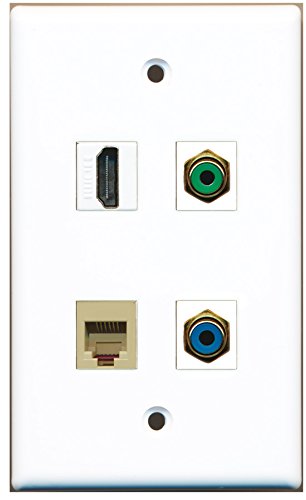 RiteAV - 1 Port HDMI 1 Port RCA Green 1 Port RCA Blue 1 Port Phone RJ11 RJ12 Beige Wall Plate