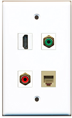 RiteAV - 1 Port HDMI 1 Port RCA Red 1 Port RCA Green 1 Port Phone RJ11 RJ12 Beige Wall Plate