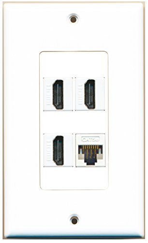 RiteAV - 3 x HDMI and 1 x Cat5e Ethernet Port Wall Plate Decorative White