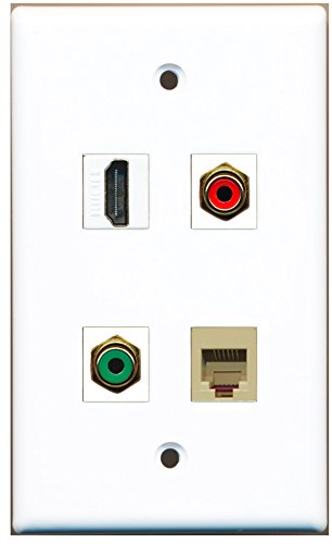 RiteAV - 1 Port HDMI 1 Port RCA Red 1 Port RCA Green 1 Port Phone RJ11 RJ12 Beige Wall Plate