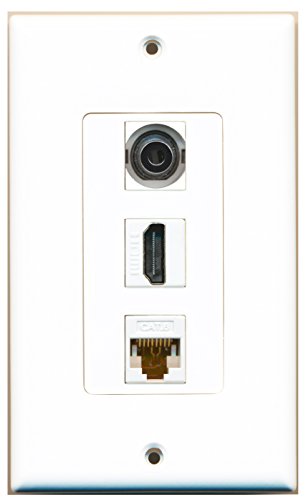 RiteAV - 1 Port HDMI 1 3.5mm 1 Cat6 Ethernet White Wall Plate Decorative