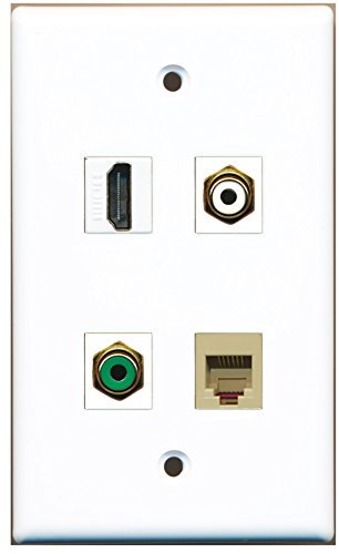 RiteAV - 1 Port HDMI 1 Port RCA White 1 Port RCA Green 1 Port Phone RJ11 RJ12 Beige Wall Plate