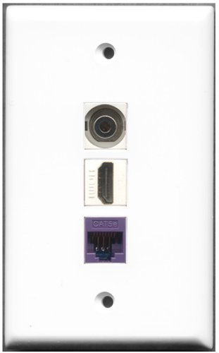 RiteAV - 1 Port HDMI 1 3.5mm 1 Cat5e Ethernet Purple Wall Plate