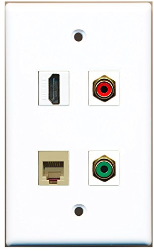 RiteAV - 1 Port HDMI 1 Port RCA Red 1 Port RCA Green 1 Port Phone RJ11 RJ12 Beige Wall Plate