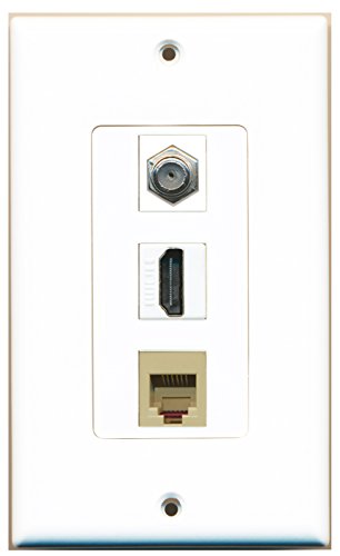 RiteAV - 1 Port HDMI and 1 Port Coax Cable TV- F-Type and 1 Port Phone RJ11 RJ12 Beige Decorative Wall Plate