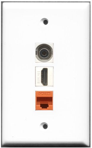 RiteAV - 1 Port HDMI 1 3.5mm 1 Cat5e Ethernet Orange Wall Plate