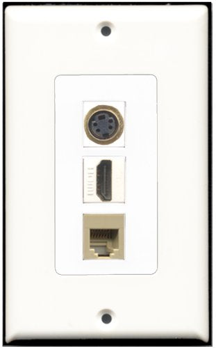 RiteAV - 1 Port HDMI 1 Phone RJ11 RJ12 Beige 1 S-Video Wall Plate Decorative