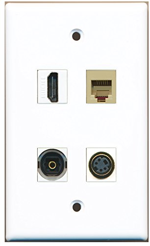 RiteAV - 1 Port HDMI 1 Port Phone RJ11 RJ12 Beige 1 Port S-Video 1 Port Toslink Wall Plate