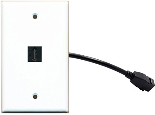 RiteAV (1 Gang Flat) HDMI Wall Plate w/ Pigtail Extension Cable