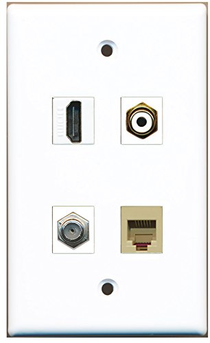 RiteAV - 1 Port HDMI 1 Port RCA White 1 Port Coax Cable TV- F-Type 1 Port Phone RJ11 RJ12 Beige Wall Plate